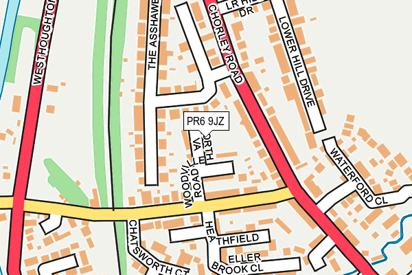 PR6 9JZ map - OS OpenMap – Local (Ordnance Survey)