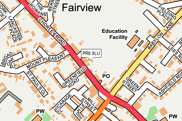 PR6 9LU map - OS OpenMap – Local (Ordnance Survey)