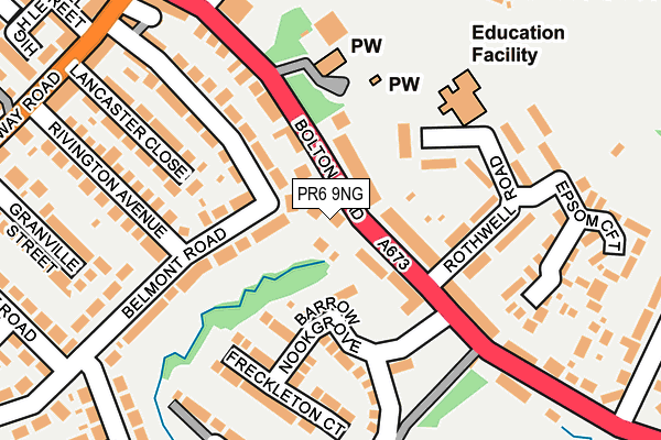 PR6 9NG map - OS OpenMap – Local (Ordnance Survey)