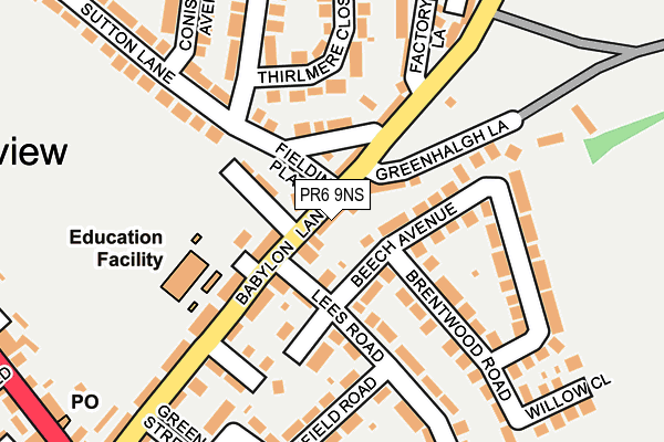 PR6 9NS map - OS OpenMap – Local (Ordnance Survey)
