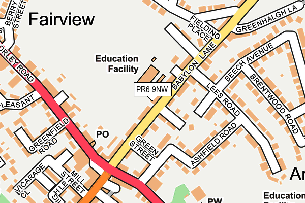 PR6 9NW map - OS OpenMap – Local (Ordnance Survey)