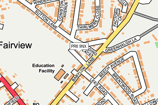 PR6 9NX map - OS OpenMap – Local (Ordnance Survey)