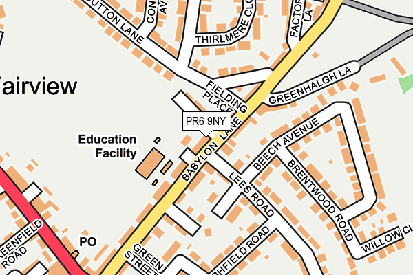 PR6 9NY map - OS OpenMap – Local (Ordnance Survey)