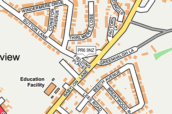 PR6 9NZ map - OS OpenMap – Local (Ordnance Survey)