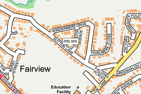 PR6 9PA map - OS OpenMap – Local (Ordnance Survey)