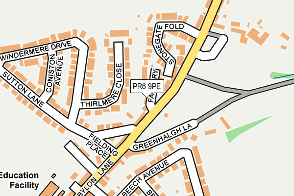 PR6 9PE map - OS OpenMap – Local (Ordnance Survey)