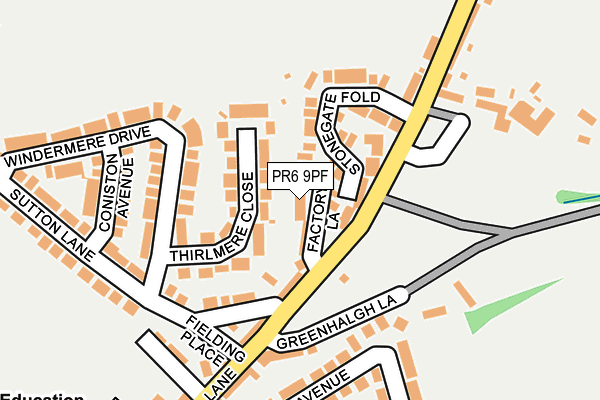 PR6 9PF map - OS OpenMap – Local (Ordnance Survey)