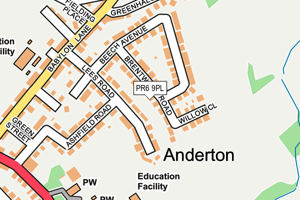 PR6 9PL map - OS OpenMap – Local (Ordnance Survey)