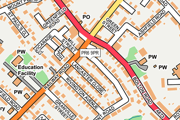 PR6 9PR map - OS OpenMap – Local (Ordnance Survey)