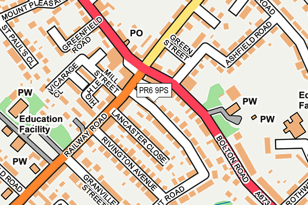 PR6 9PS map - OS OpenMap – Local (Ordnance Survey)