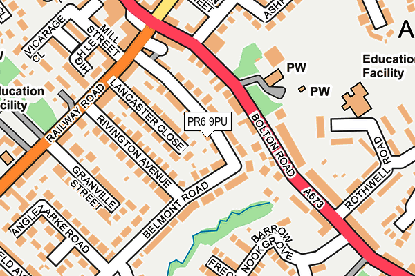 PR6 9PU map - OS OpenMap – Local (Ordnance Survey)