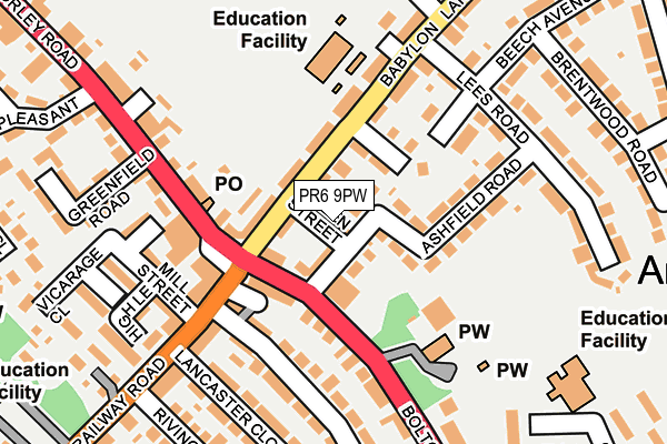 PR6 9PW map - OS OpenMap – Local (Ordnance Survey)