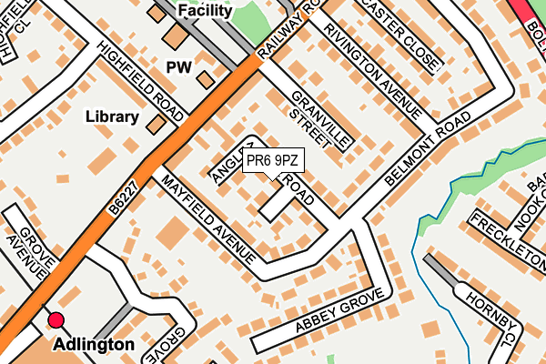 PR6 9PZ map - OS OpenMap – Local (Ordnance Survey)