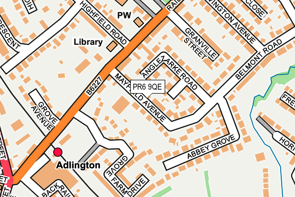 PR6 9QE map - OS OpenMap – Local (Ordnance Survey)