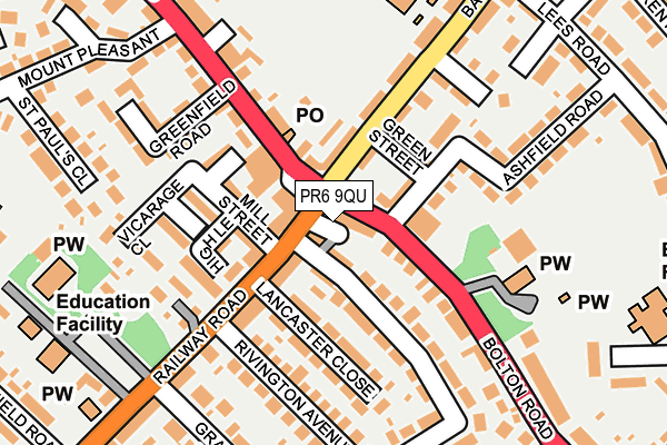 PR6 9QU map - OS OpenMap – Local (Ordnance Survey)