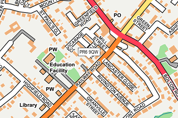 PR6 9QW map - OS OpenMap – Local (Ordnance Survey)