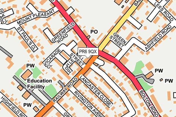 PR6 9QX map - OS OpenMap – Local (Ordnance Survey)