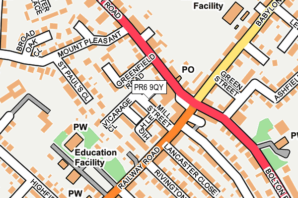 PR6 9QY map - OS OpenMap – Local (Ordnance Survey)