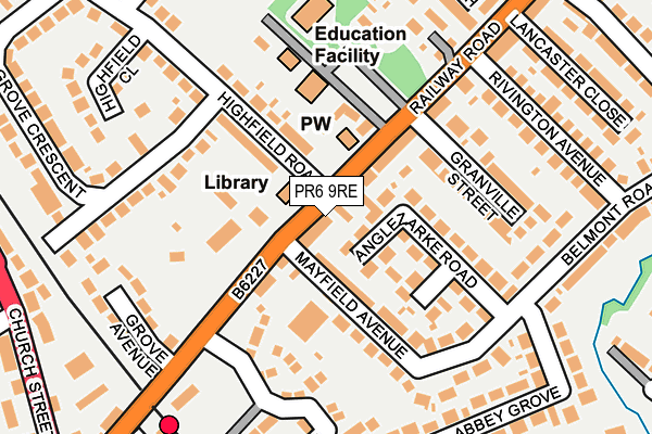 PR6 9RE map - OS OpenMap – Local (Ordnance Survey)