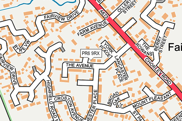 PR6 9RX map - OS OpenMap – Local (Ordnance Survey)