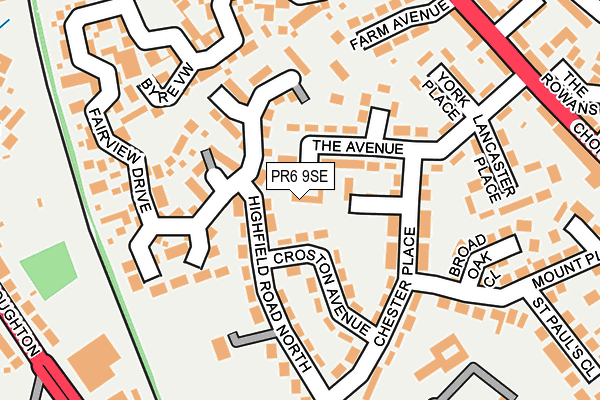 PR6 9SE map - OS OpenMap – Local (Ordnance Survey)