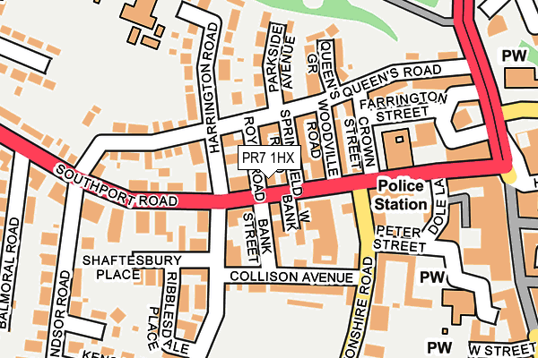 PR7 1HX map - OS OpenMap – Local (Ordnance Survey)