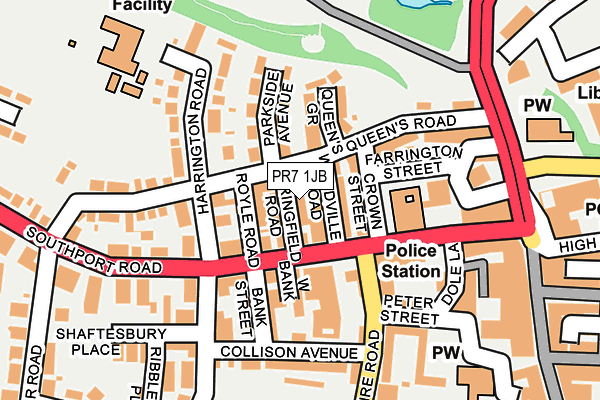 PR7 1JB map - OS OpenMap – Local (Ordnance Survey)