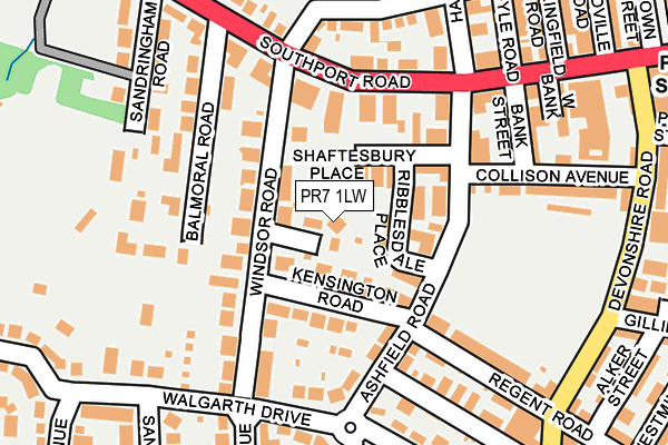 PR7 1LW map - OS OpenMap – Local (Ordnance Survey)