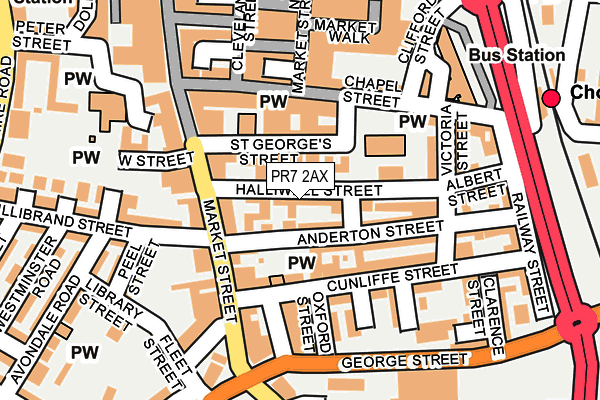 PR7 2AX map - OS OpenMap – Local (Ordnance Survey)