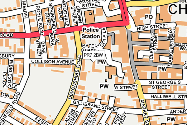 PR7 2BW map - OS OpenMap – Local (Ordnance Survey)