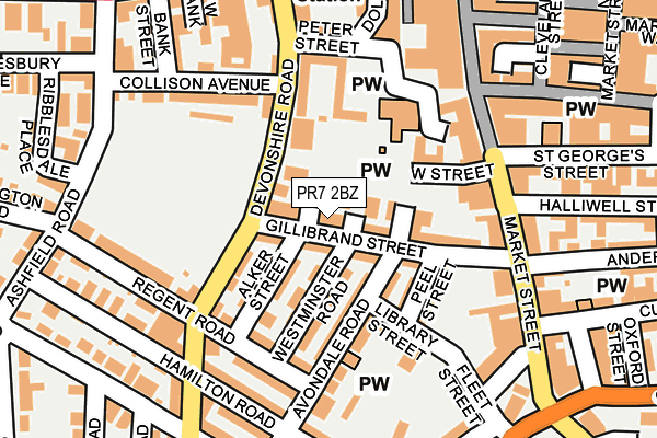 PR7 2BZ map - OS OpenMap – Local (Ordnance Survey)