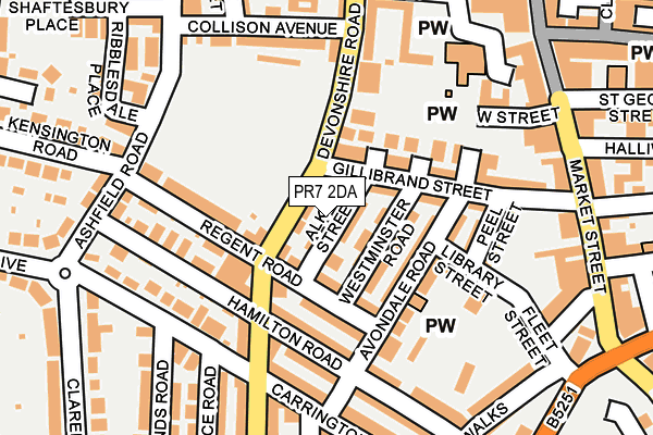 PR7 2DA map - OS OpenMap – Local (Ordnance Survey)