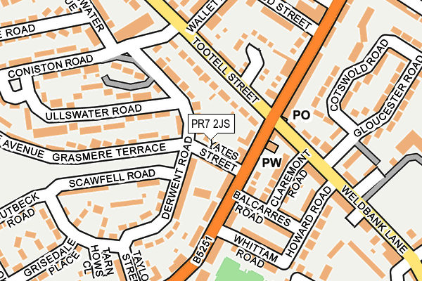 PR7 2JS map - OS OpenMap – Local (Ordnance Survey)