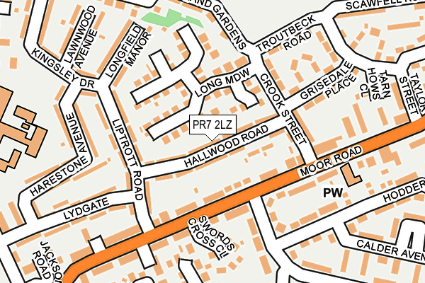 PR7 2LZ map - OS OpenMap – Local (Ordnance Survey)