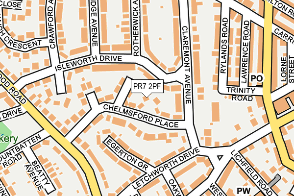 PR7 2PF map - OS OpenMap – Local (Ordnance Survey)