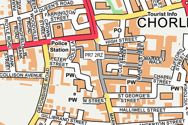 PR7 2RZ map - OS OpenMap – Local (Ordnance Survey)