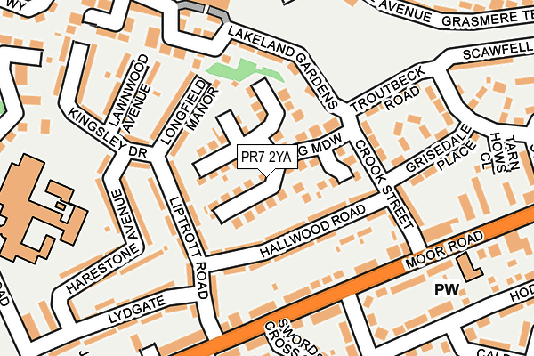 PR7 2YA map - OS OpenMap – Local (Ordnance Survey)