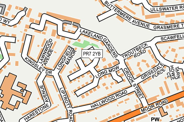 PR7 2YB map - OS OpenMap – Local (Ordnance Survey)