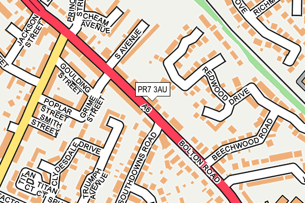 PR7 3AU map - OS OpenMap – Local (Ordnance Survey)