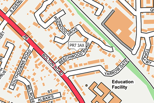 PR7 3AX map - OS OpenMap – Local (Ordnance Survey)