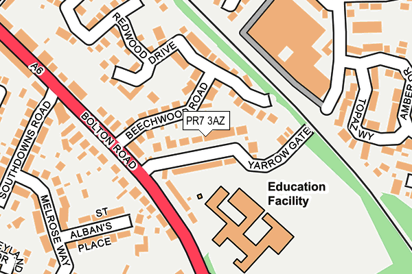 PR7 3AZ map - OS OpenMap – Local (Ordnance Survey)
