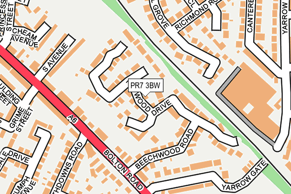 PR7 3BW map - OS OpenMap – Local (Ordnance Survey)