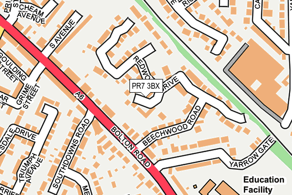 PR7 3BX map - OS OpenMap – Local (Ordnance Survey)