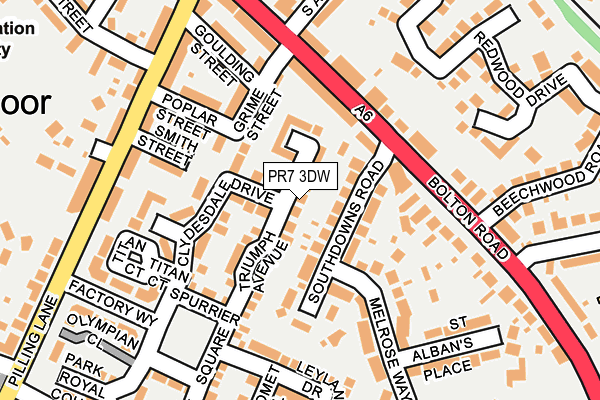 PR7 3DW map - OS OpenMap – Local (Ordnance Survey)