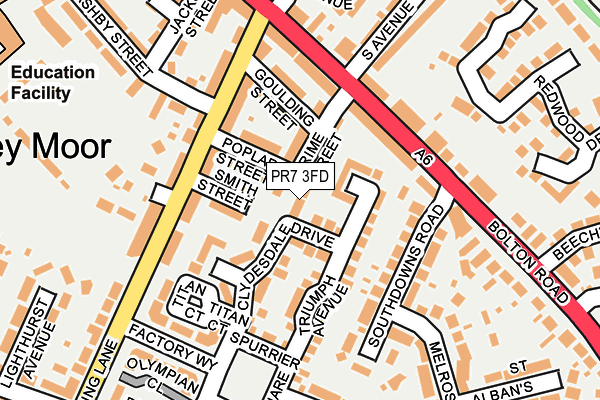 PR7 3FD map - OS OpenMap – Local (Ordnance Survey)