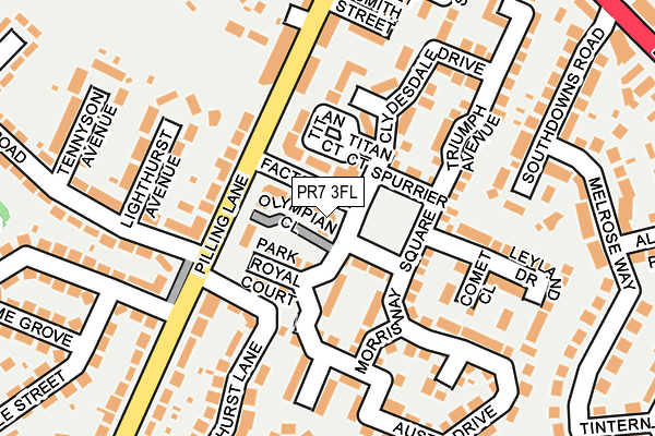 PR7 3FL map - OS OpenMap – Local (Ordnance Survey)