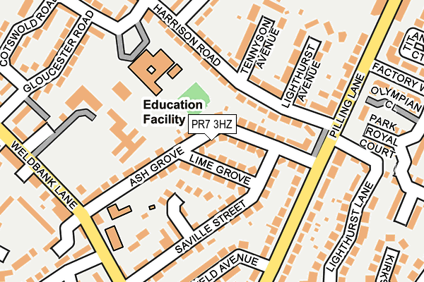 PR7 3HZ map - OS OpenMap – Local (Ordnance Survey)