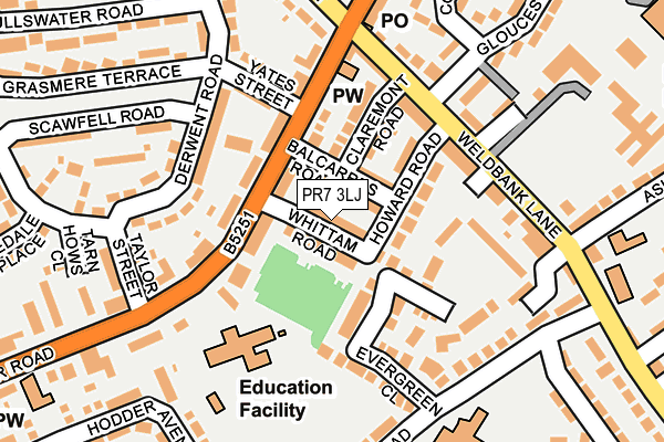 PR7 3LJ map - OS OpenMap – Local (Ordnance Survey)