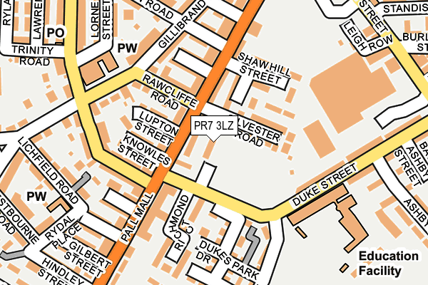 PR7 3LZ map - OS OpenMap – Local (Ordnance Survey)