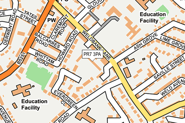 PR7 3PA map - OS OpenMap – Local (Ordnance Survey)
